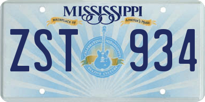 MS license plate ZST934