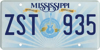 MS license plate ZST935