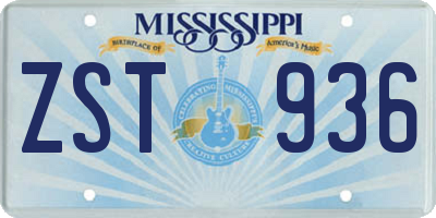 MS license plate ZST936