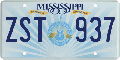 MS license plate ZST937