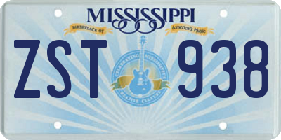 MS license plate ZST938