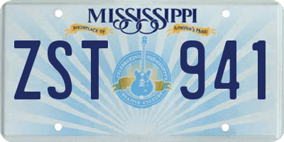 MS license plate ZST941