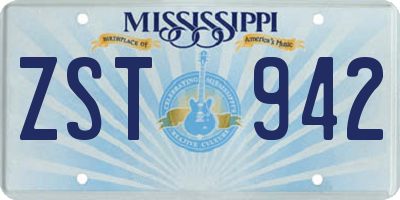 MS license plate ZST942