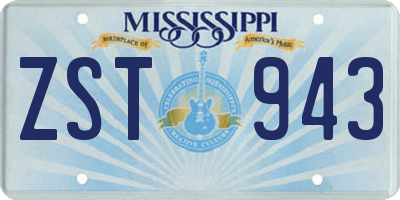 MS license plate ZST943