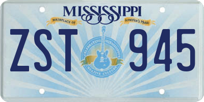 MS license plate ZST945