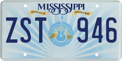 MS license plate ZST946