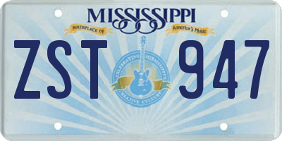 MS license plate ZST947