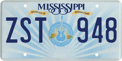 MS license plate ZST948