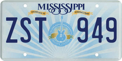 MS license plate ZST949
