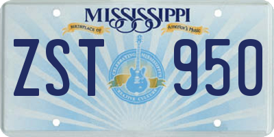 MS license plate ZST950