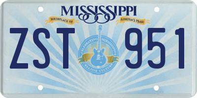 MS license plate ZST951