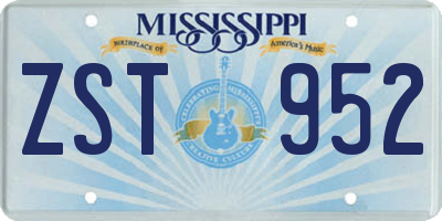 MS license plate ZST952