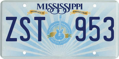 MS license plate ZST953