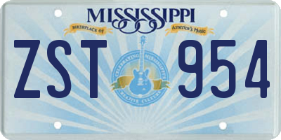 MS license plate ZST954