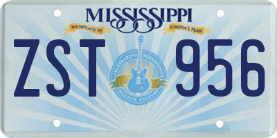 MS license plate ZST956