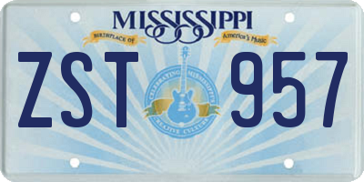 MS license plate ZST957