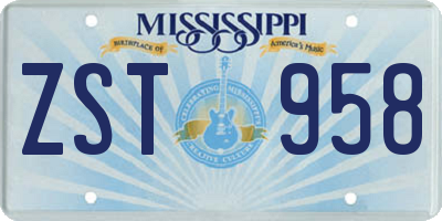 MS license plate ZST958