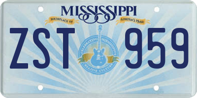 MS license plate ZST959