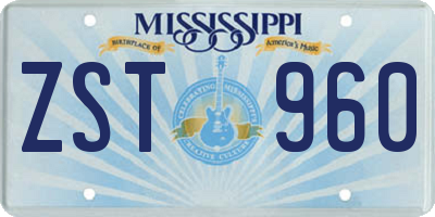 MS license plate ZST960