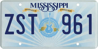MS license plate ZST961