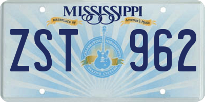 MS license plate ZST962