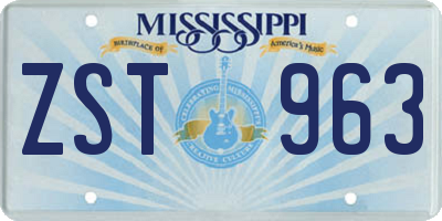 MS license plate ZST963