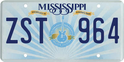 MS license plate ZST964