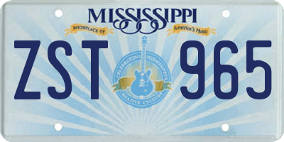 MS license plate ZST965