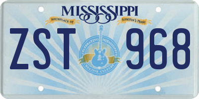 MS license plate ZST968