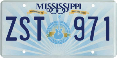 MS license plate ZST971