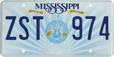 MS license plate ZST974