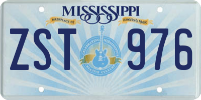MS license plate ZST976