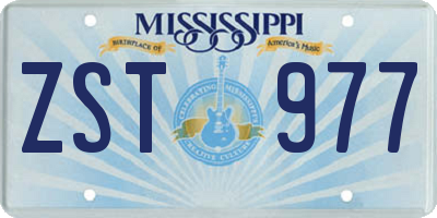 MS license plate ZST977