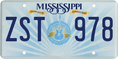 MS license plate ZST978