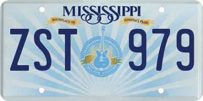 MS license plate ZST979