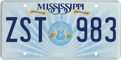 MS license plate ZST983
