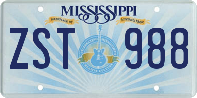 MS license plate ZST988