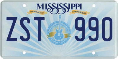 MS license plate ZST990