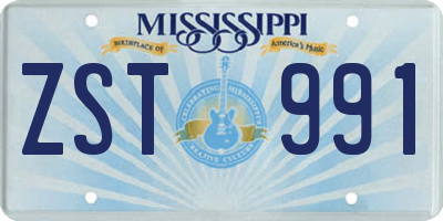 MS license plate ZST991