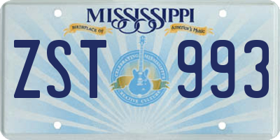 MS license plate ZST993