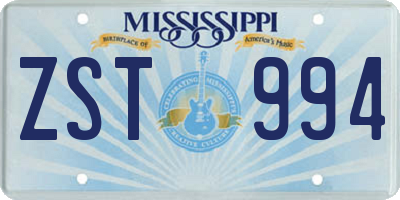 MS license plate ZST994