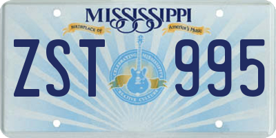 MS license plate ZST995