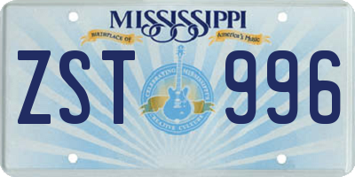 MS license plate ZST996