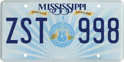 MS license plate ZST998
