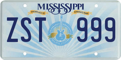 MS license plate ZST999