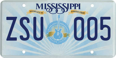 MS license plate ZSU005