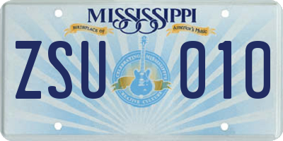 MS license plate ZSU010