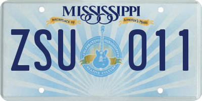 MS license plate ZSU011