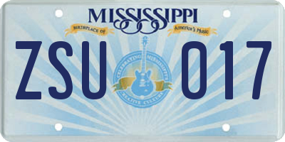 MS license plate ZSU017