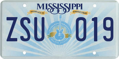 MS license plate ZSU019